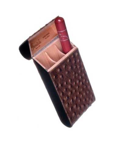 Чехол Gentili на 3 сигары SV3-Ebony-Struzzo - купить в интернет-магазине Havana Smoke