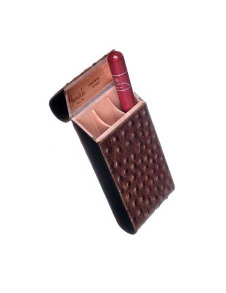 Чехол Gentili на 3 сигары SV3-Ebony-Struzzo - купить в интернет-магазине Havana Smoke