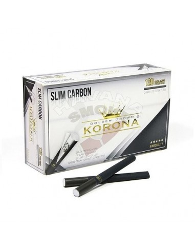 Сигаретные гильзы Korona - Slim Carbon (120 шт) - купить в интернет-магазине Havana Smoke