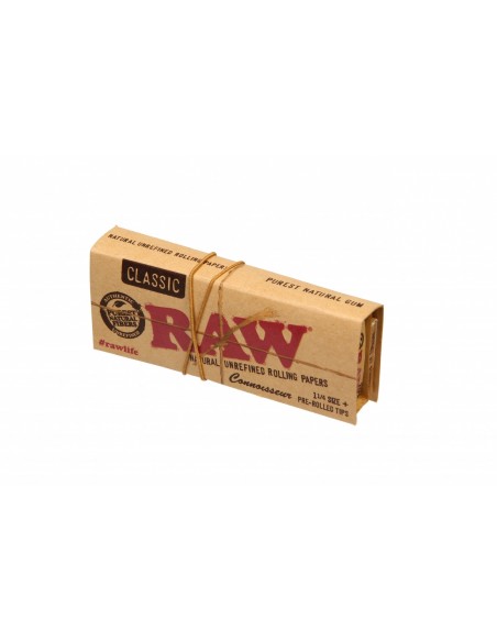 Папиросная Бумага Raw Connoisseur 1 1/4 + prerolled tips - купить в интернет-магазине Havana Smoke