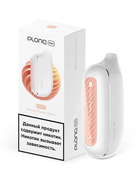 POD-система Plonq Max - Вишня - Персик - Лимон (6000 затяжек) - 2% - (1 шт.)