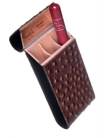 Чехол Gentili на 3 сигары SV3-Ebony-Struzzo