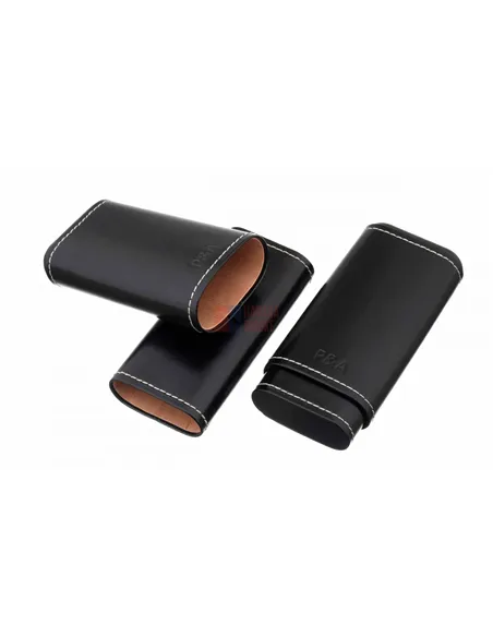 Чехол P&A на 3 сигары Черчилль Черный, натуральная кожа и кедр