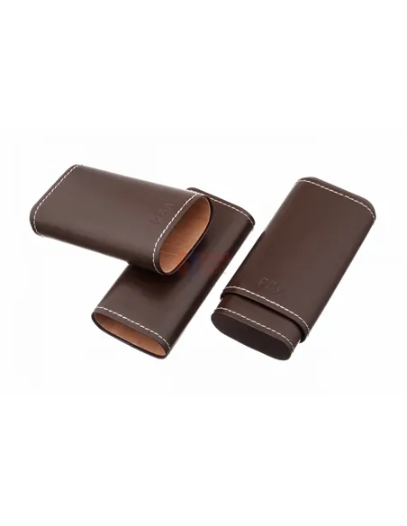 Чехол P&A на 3 сигары Черчилль Коричневый, натуральная кожа и кедр