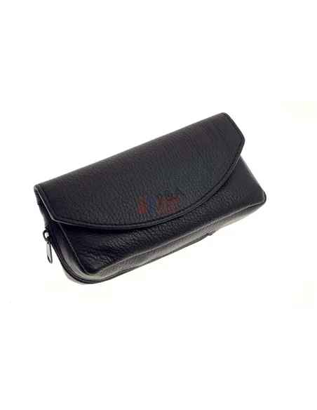 Сумка P&A для трубки и табака, натуральная кожа, черная