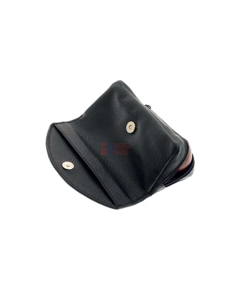 Сумка P&A для трубки и табака, натуральная кожа, черная