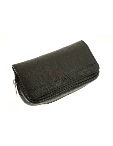 Сумка P&A для 2 трубок и табака, натуральная кожа, черная, подарочная упаковка