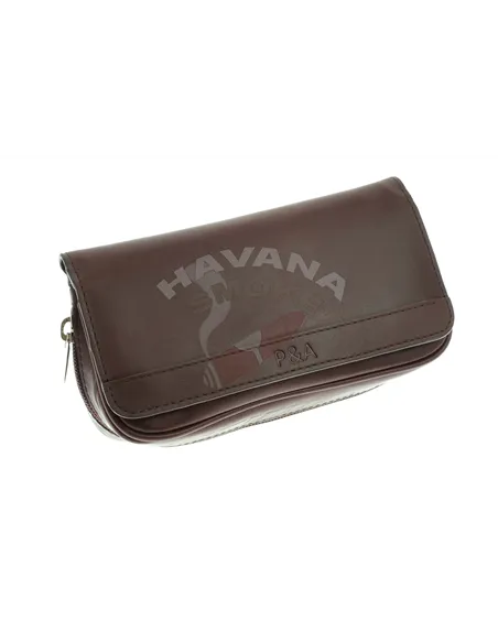 Сумка P&A для 2 трубок и табака, натуральная кожа 417ME-Brown-gloss