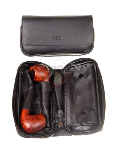 Сумка P&A для 2 трубок и табака, натуральная кожа 415-P