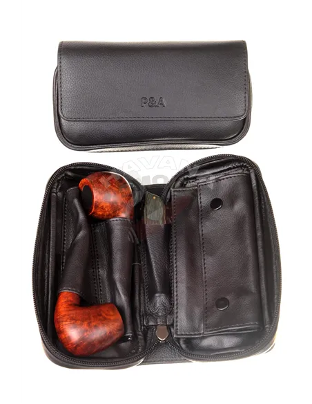 Сумка P&A для 2 трубок и табака, натуральная кожа 415-P