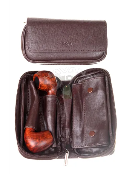 Сумка P&A для 2 трубок и табака, натуральная кожа 415-M
