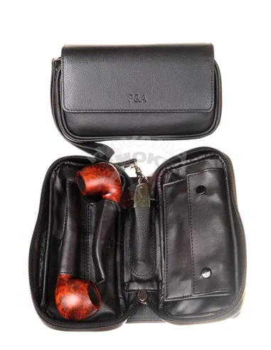 Сумка P&A для 2 трубок и табака, натуральная кожа 414-P