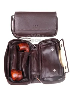 Сумка P&A для 2 трубок и табака, натуральная кожа 414-M