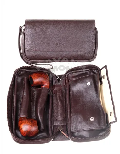 Сумка P&A для 2 трубок и табака, натуральная кожа 414-M