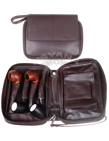 Сумка P&A для 4 трубок и табака, натуральная кожа 418-M