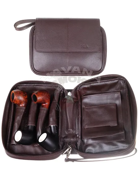 Сумка P&A для 4 трубок и табака, натуральная кожа 418-M