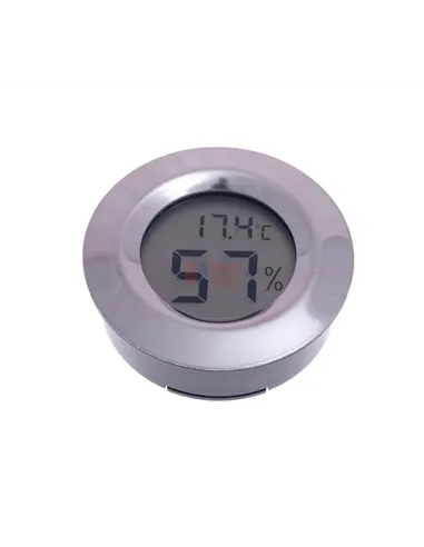 Термо-Гигрометр цифровой круглый, серебро
