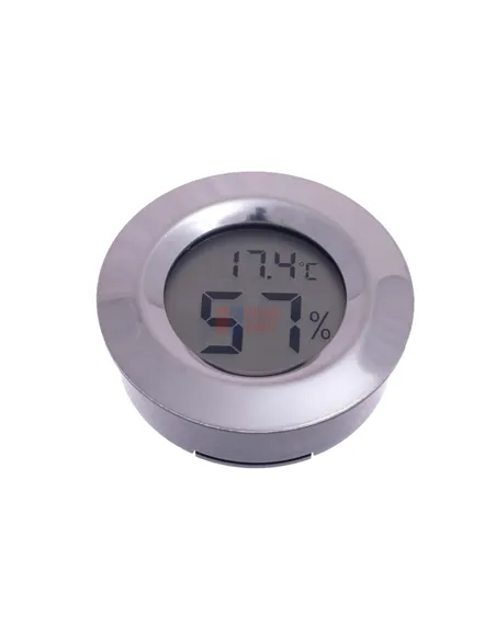 Термо-Гигрометр цифровой круглый, серебро