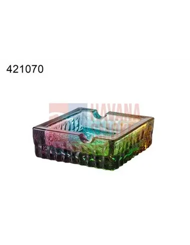 42107A Пепельница для 2-х сигар цветное стекло 13х13х4,7 см