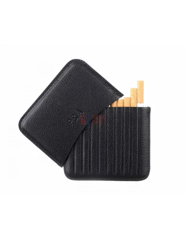 Сигаретница P&A на 10 штук, натуральная кожа, черная