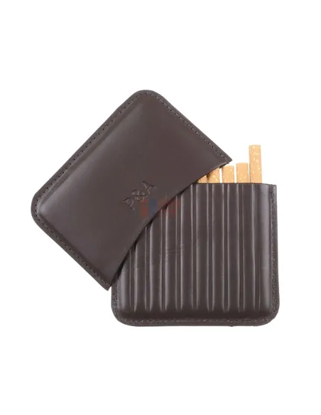 Сигаретница P&A на 10 штук, натуральная кожа, коричневая