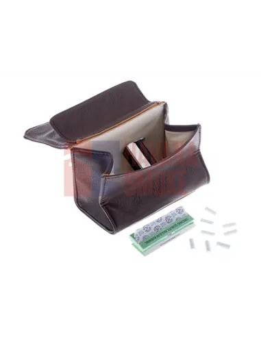 Кисет P&A для самокруток и табака, экокожа, коричневый