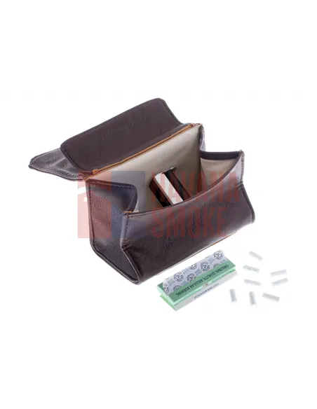 Кисет P&A для самокруток и табака, экокожа, коричневый
