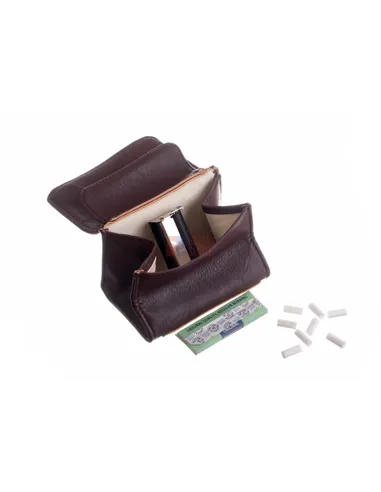 Кисет P&A для самокруток и табака, экокожа, коричневый