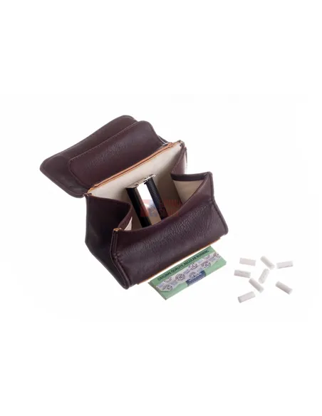 Кисет P&A для самокруток и табака, экокожа, коричневый