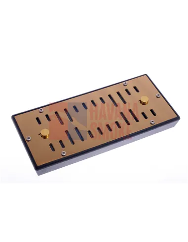 Увлажнитель акриловый Passatore на 100 сигар со шторками, золотой