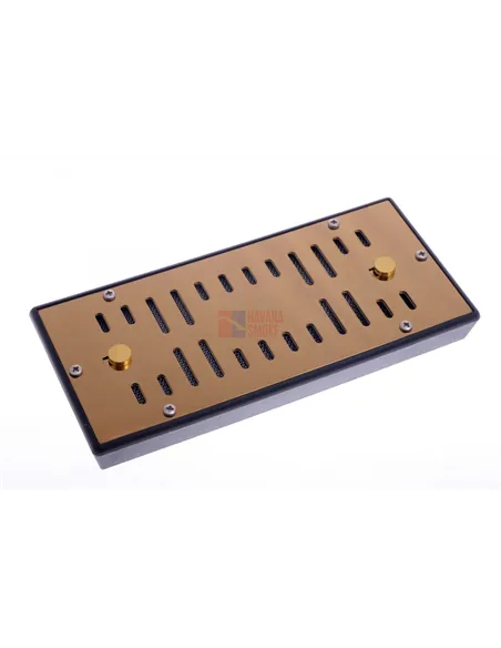 Увлажнитель акриловый Passatore на 100 сигар со шторками, золотой