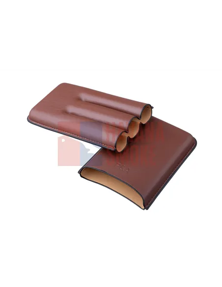 Чехол P&A на 3 сигары Churchill (диаметром до 20 мм), кожа, коричневый T369-brown
