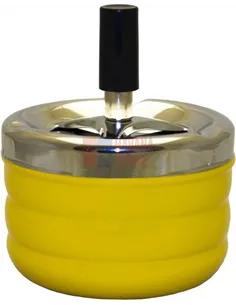 06023 Пепельница вращающаяся 95 мм желтая ребристая