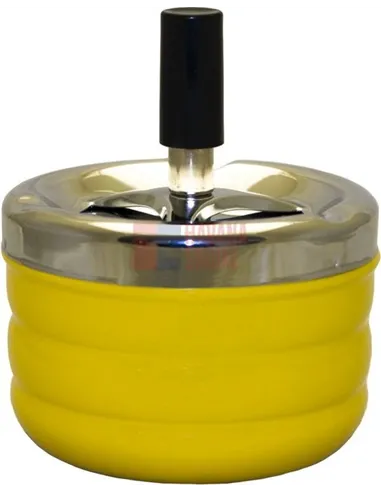06023 Пепельница вращающаяся 95 мм желтая ребристая