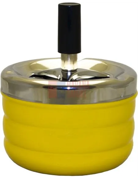 06023 Пепельница вращающаяся 95 мм желтая ребристая