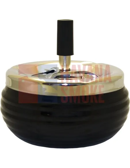 06024 Пепельница вращающаяся 125 мм черная ребристая