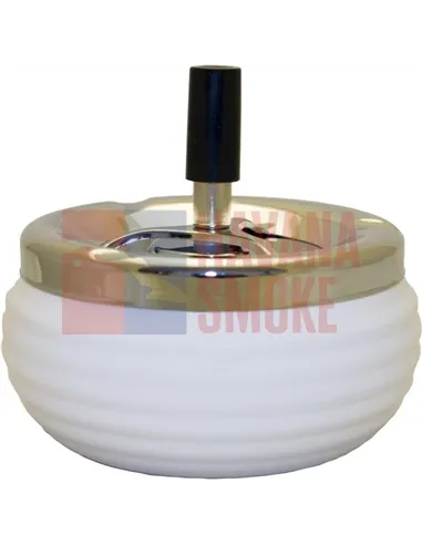 06026 Пепельница вращающаяся 125 мм белая ребристая