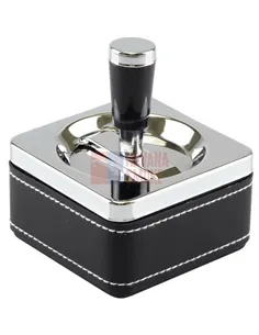 06028 Пепельница вращающаяся квадратная 86х98мм черная ПВХ