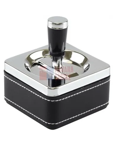 06028 Пепельница вращающаяся квадратная 86х98мм черная ПВХ