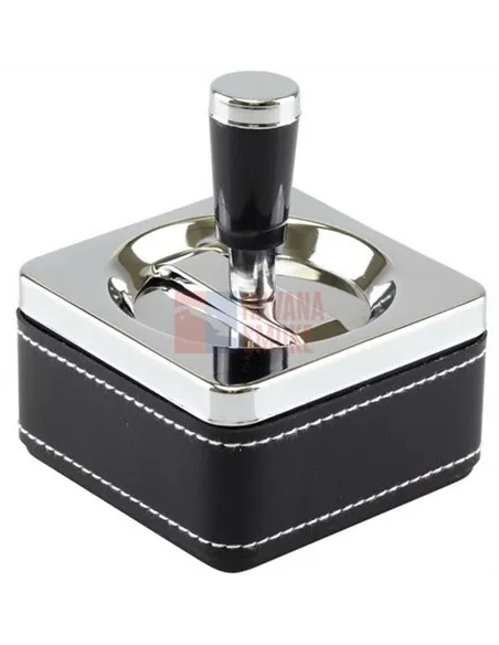 06028 Пепельница вращающаяся квадратная 86х98мм черная ПВХ