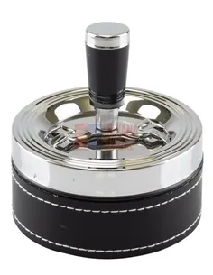 06030 Пепельница вращающаяся 90 мм круглая черная ПВХ