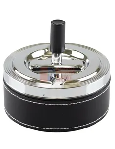 06033 Пепельница вращающаяся 110 мм круглая черная ПВХ