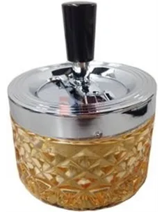 06102 Пепельница вращающаяся стекло янтарная 95 мм