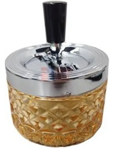 06102 Пепельница вращающаяся стекло янтарная 95 мм