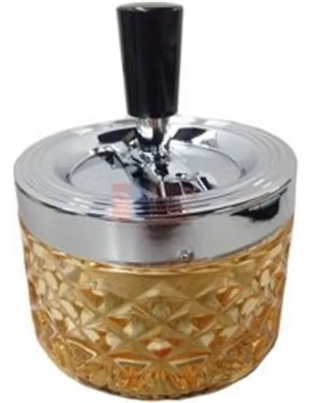 06102 Пепельница вращающаяся стекло янтарная 95 мм