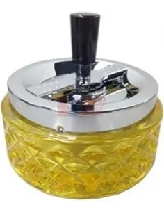 06104 Пепельница вращающаяся стекло желтая 120 мм