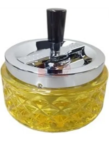 06104 Пепельница вращающаяся стекло желтая 120 мм