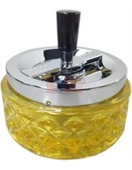 06104 Пепельница вращающаяся стекло желтая 120 мм