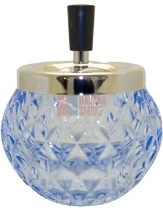 06107 Пепельница вращающаяся стекло голубая 120 мм