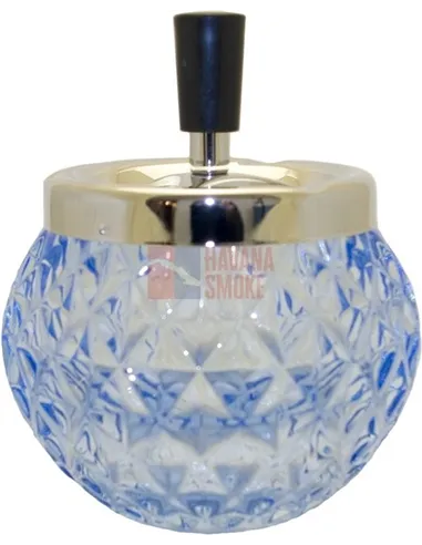 06107 Пепельница вращающаяся стекло голубая 120 мм